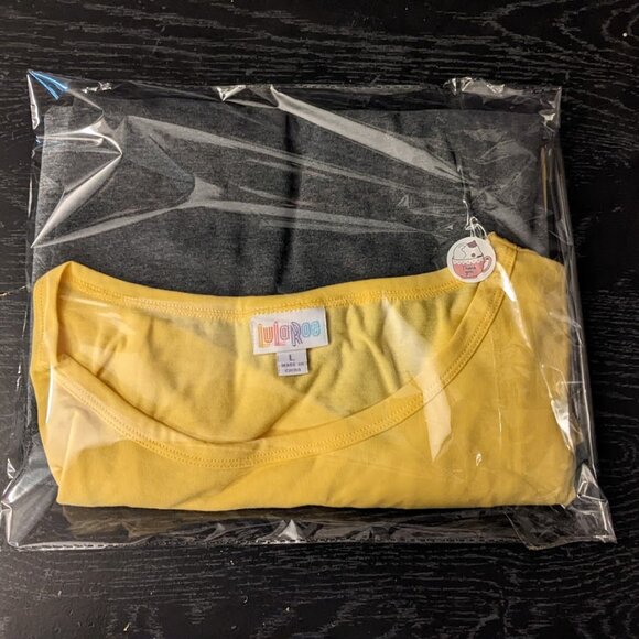 LulaRoe Colorblock Grey/Yellow Bodycon Dress size Large - Picture 12 of 12